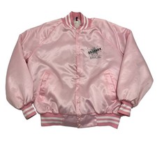 Vintage WestArk USA Satin Bomber Jacket Mens 2XL Pink Made in USA Quilted