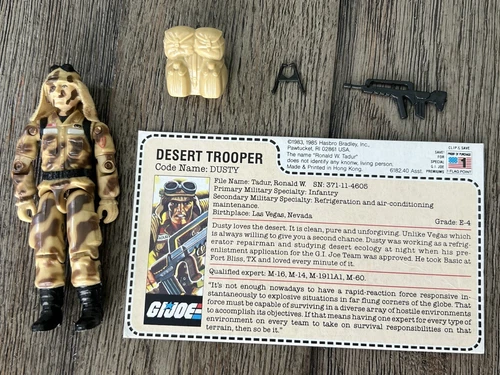 1985 Hasbro GI Joe ARAH - DUSTY v1 Figure 100% Complete with Bipod File Card
