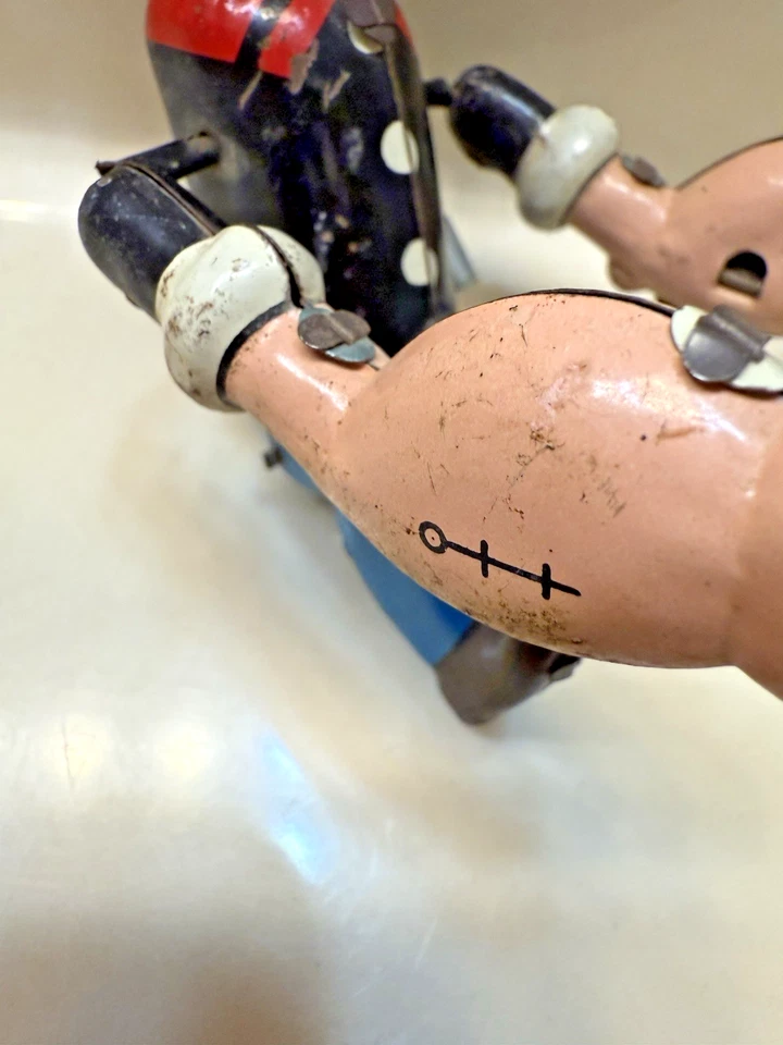 Vaso de colección Marx Linemar POPEYE hojalata litografía cuerda años 50 RARO sin caja Foto 4 de 4