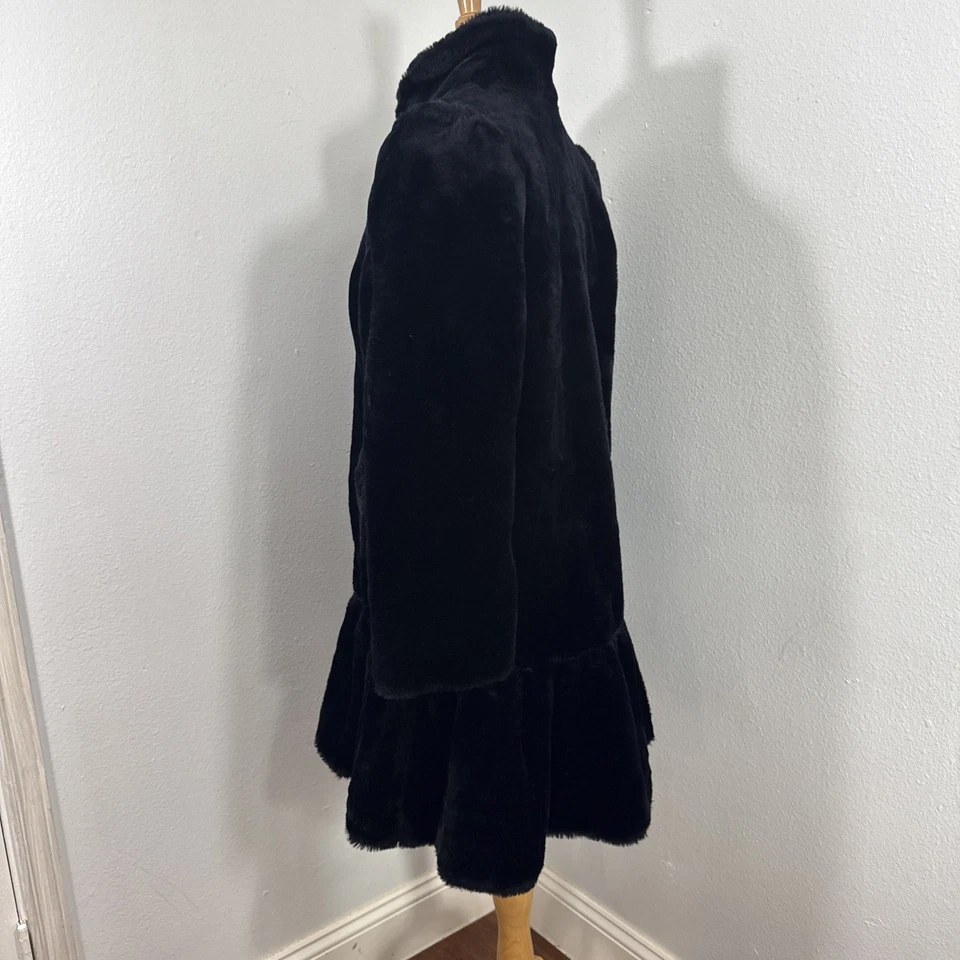 Винтажный качели пальто женщин 12 черный искусственного меха середины века ретро моды 60-х гламур - Изображение 4 из 4