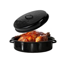 Granite Bowl CN302 15" Oval Roasting Pan With Lid 13.7in Enamel Steel