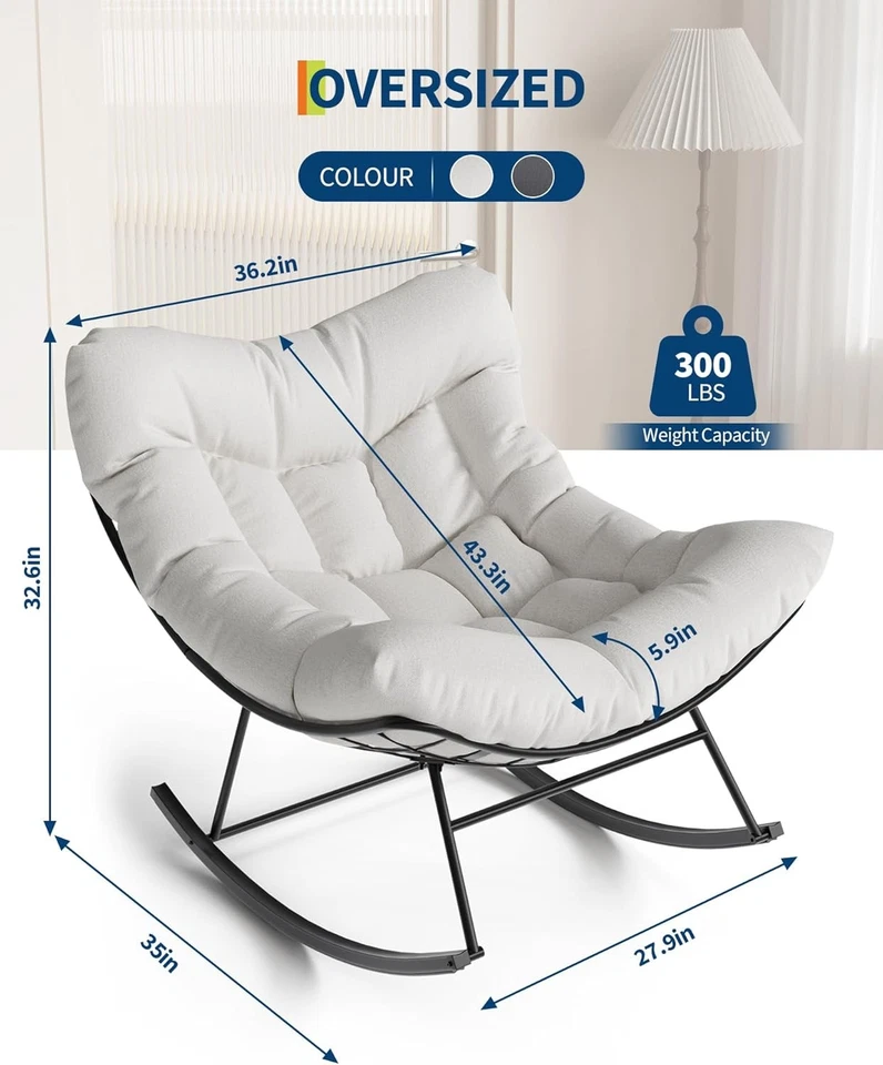 阳台后院多功能露台超大摇椅带坚固金属框架 — 第 2/4 张图片