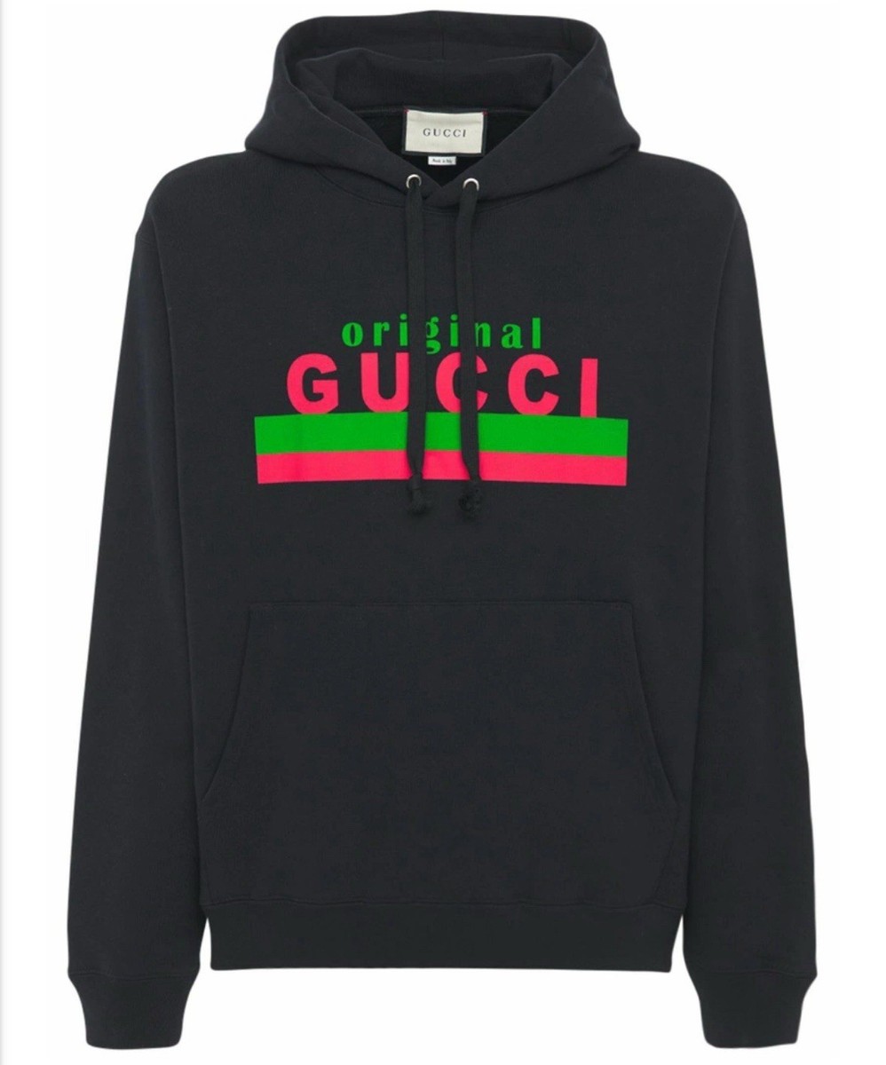 Gucci Original Gucci Print Black Cotton Hoodie Sweatshirt Men Size Gucci Original Gucci Print Black Cotton Hoodie Sweatshirt Men Size