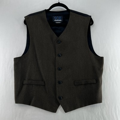 928 Exclusive Herringbone Vest Waistcoat Mens M Button Up V-Neck Academia Brown
