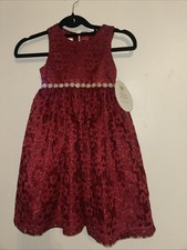 NWT American Princess Girls Deep Red Lace Sleeveless Dress Sz 4