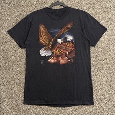 Vintage 1986 Harley Davidson 3D Emblem BALD EAGLE T-Shirt