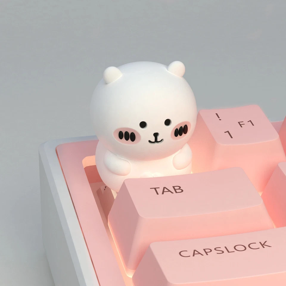 1PC. White Bear Artisan Keycap Multiple Expressions, 3D Resin, ESC Profile MX - Image 2 of 4