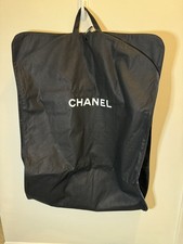 Chanel Travel Garment Bag Black 100% Cotton Suit Dress Cover Zipper Handles