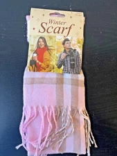 Winter Scarf Unisex all ages Pink and TanSuper Soft 13 x 72"