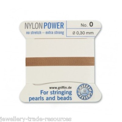 BEIGE NYLON POWER SEIDENFADEN 0,3mm SCHNURPERLEN & PERLEN GRIFFIN 0 