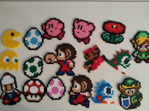 Pixel art, perle Hama. Mario, Kirby, Yoshi, Link de Zelda, Alex Kid etc...  - Photo 1/1