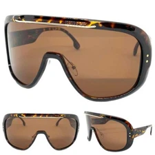 OVERSIZED EXAGGERATED Modern Retro Wrap Shield SUNGLASSES Large Tortoise Frame
