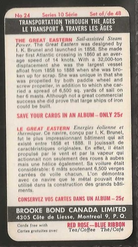 BROOKE BOND (TEA)-(CANADA) TRANSPORT THROUGH AGES 1967 (TOP LINE RED)-#24- RARE! - Picture 2 of 2