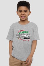 Star Wars Grogu Christmas Merry Force Be With You Kids T-Shirt Athletic Heather