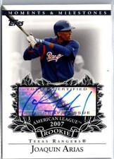 Joaquin Arias Autograph RC 2007 Moments & Milestones Rookie Auto #RA-JA