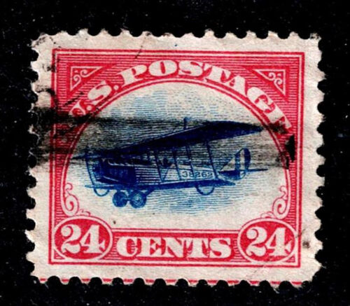 US C3 used - 1918 24c 1st US Airmail - crease lower right- dc