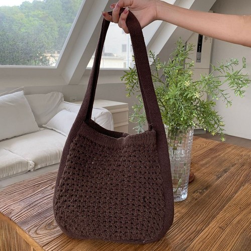 Große Kapazität Häkel tasche Hohl Handtaschen stricken Frauen Mädchen - Bild 14 von 16