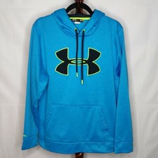 Under Armour women's size M hooded pullover loose fit blue long sleeve pocket