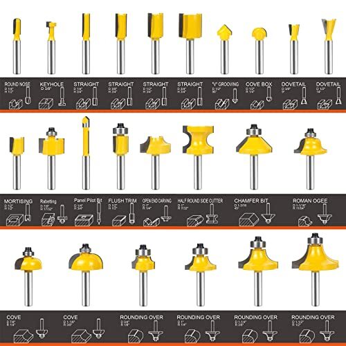 Router Bits Set 1/4 Shank Upgrade 24 Piece Router Bit Set Craftsman 1/4 ...