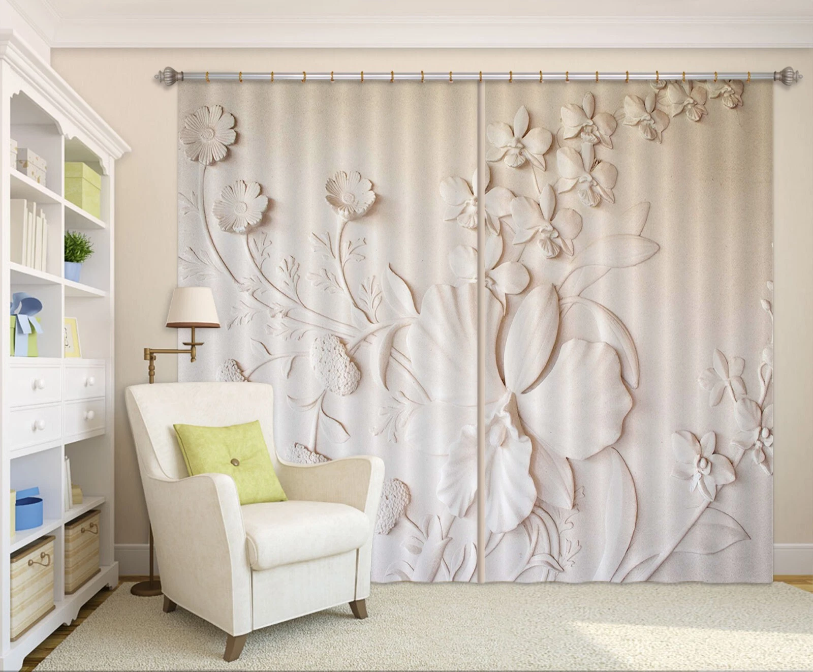 3D Embossed Petals ZHUB303 Photo Curtain Window Blockout Fabric Amy 2023