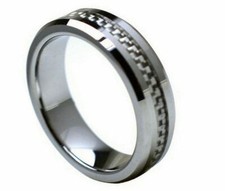 6mm Men's or Ladies Tungsten Carbide with Carbon fiber Inlay wedding band ring