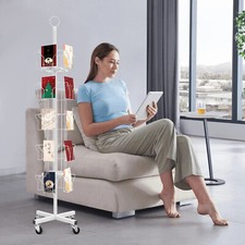 Greeting Card Rack Spins 20Pocket White Retail Display 8"x6'' Cards Sign Holder