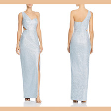 NWT 265 Aidan by Aidan Mattox One-Shoulder Sequin Gown Mist  SZ 8  E923