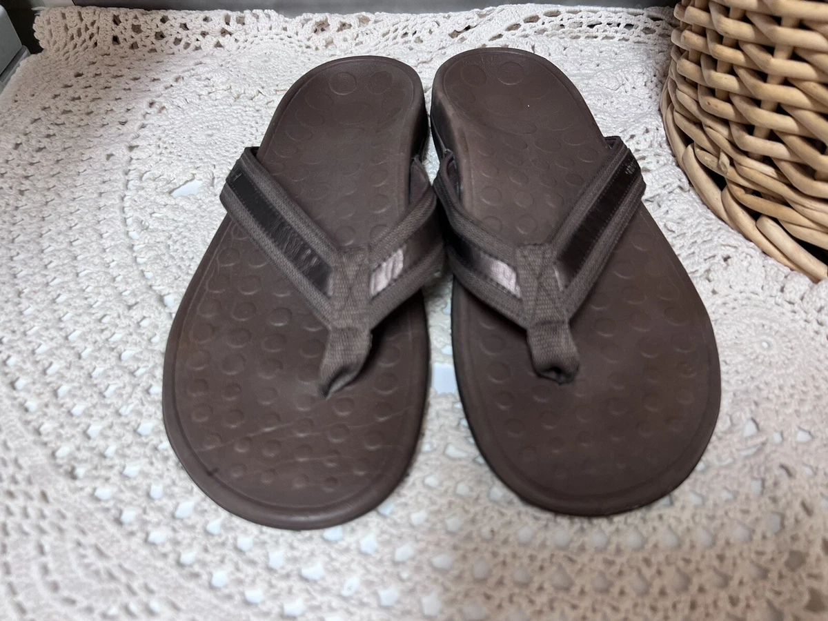 Vionic Orthaheel Tide Brown Flip Flops Thongs Sandals Size US 8