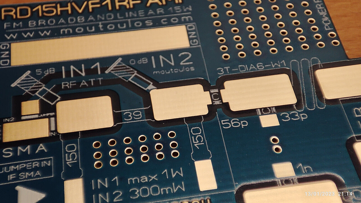 Amplificador RF FM Lineal De 20W BGY33 De Banda Ancha 87.5-108 MHz - PCB Azul Lista Para Usar, No Requiere Sintonía
