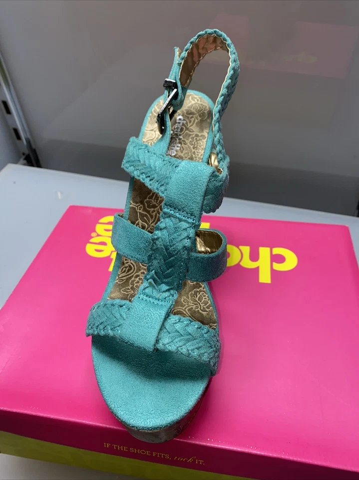 Sandalias Charlotte Russe para mujer verde azulado plataforma tacón bloque talla 9 NUEVAS CON CAJA Foto 2 de 4