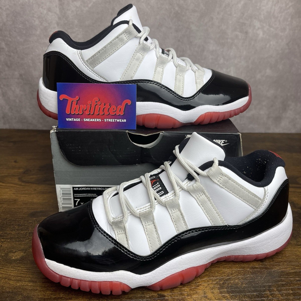 Jordan 11 Retro Mid Concord-Bred Size 7 GS 528896-160 Black Red
