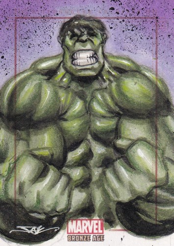 Marvel Bronze Age Color Sketch Cards by Jim Kyle of Hulk