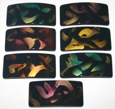 French Hair Clip Abstract Brush Stroke Print Barrette Rectangle Made in France