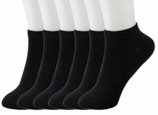 NWT LOT OF 6 PAIRS WOMEN'S  PLAIN SOLID LOW CUT PED SOCK 