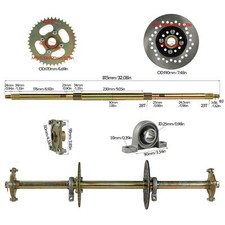 32" Live Axle Wheel Hub Kit 428 Sprocket Rotor for ATV Go Kart Quad Trike Buggy