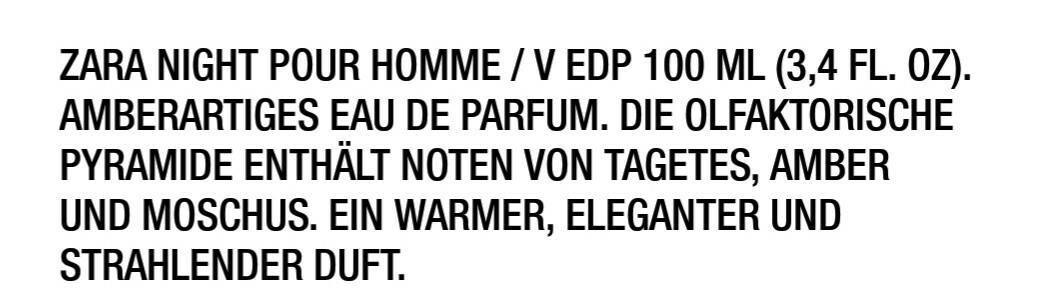 zara night pour homme v