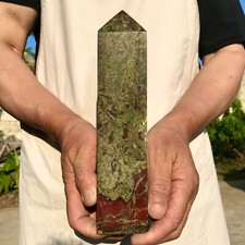 1750g Natural dragon blood stone Obelisk Crystal wand Point Reiki Healing