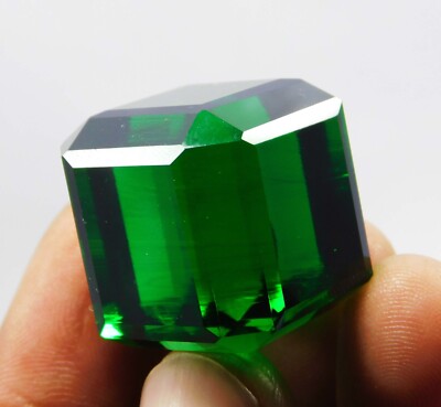 Certified 104.90 Ct Natural Brazilian Green Topaz Cube Cut Loose Gemstone