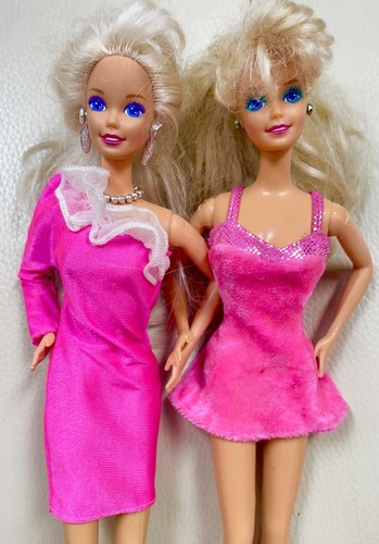 Vtg Barbie Doll Neon Pink Dresses~Hollywood Jacket Clothes Outfits 80s-1990s Lot - Picture 4 of 22