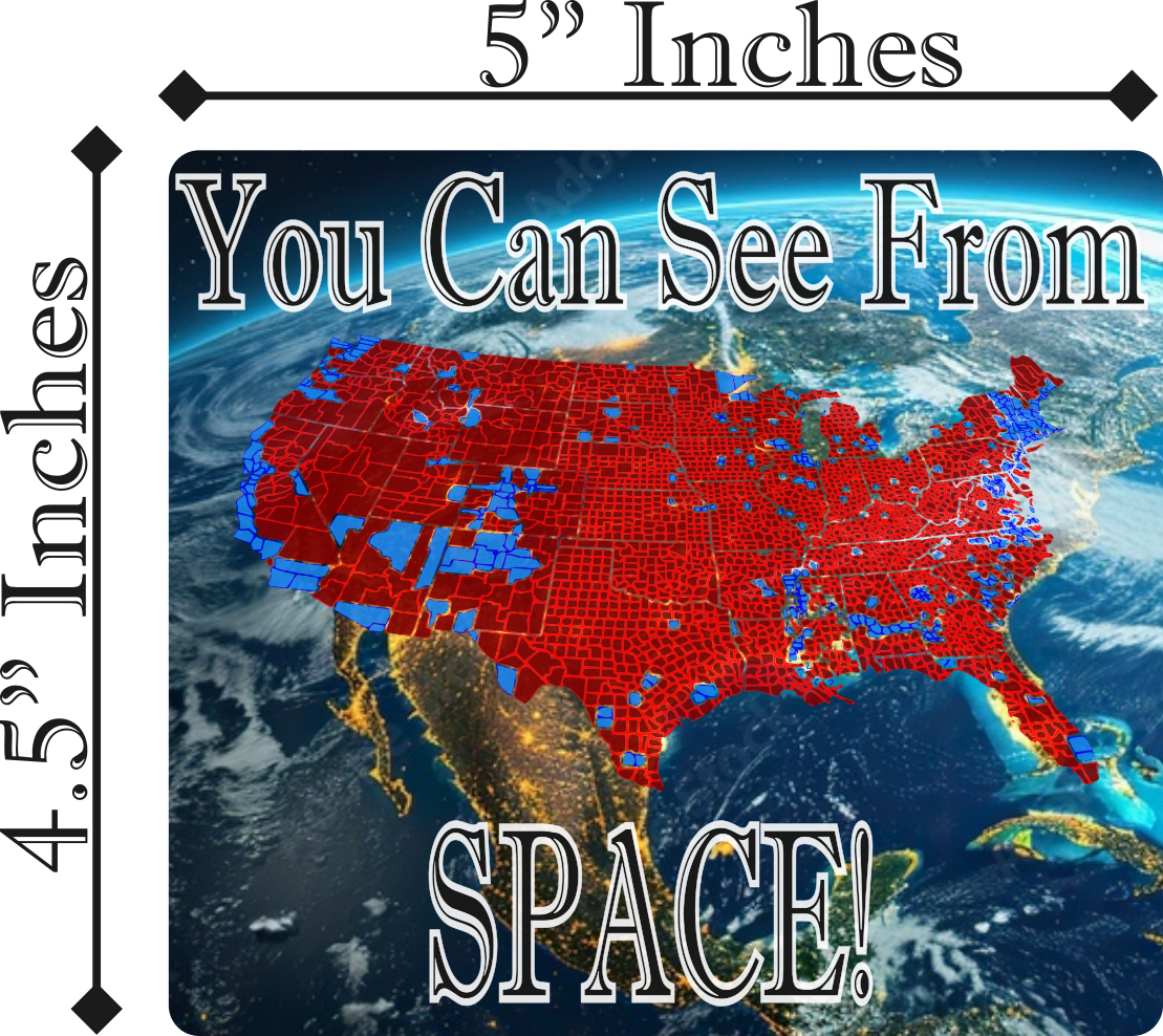 2024 Trump 47 Win Stickers, Election Result Map So Red You Can see from Space US
