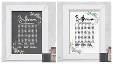 Bathroom Word Search Novelty Print Sign Gift Idea Black or Grey - Choose Size