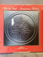 Holiday Glass Platter Tray Christmas Duralex Saint Gobain Made in France 13" FS