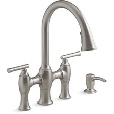 KOHLER Oresund Vibrant Stainless 2-handle High-arc Kitchen Faucet Sprayer Funcet