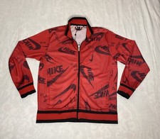 Nike Full Zip Red Black Swoosh Just Do It All Over Print Track Jacket Men's XL