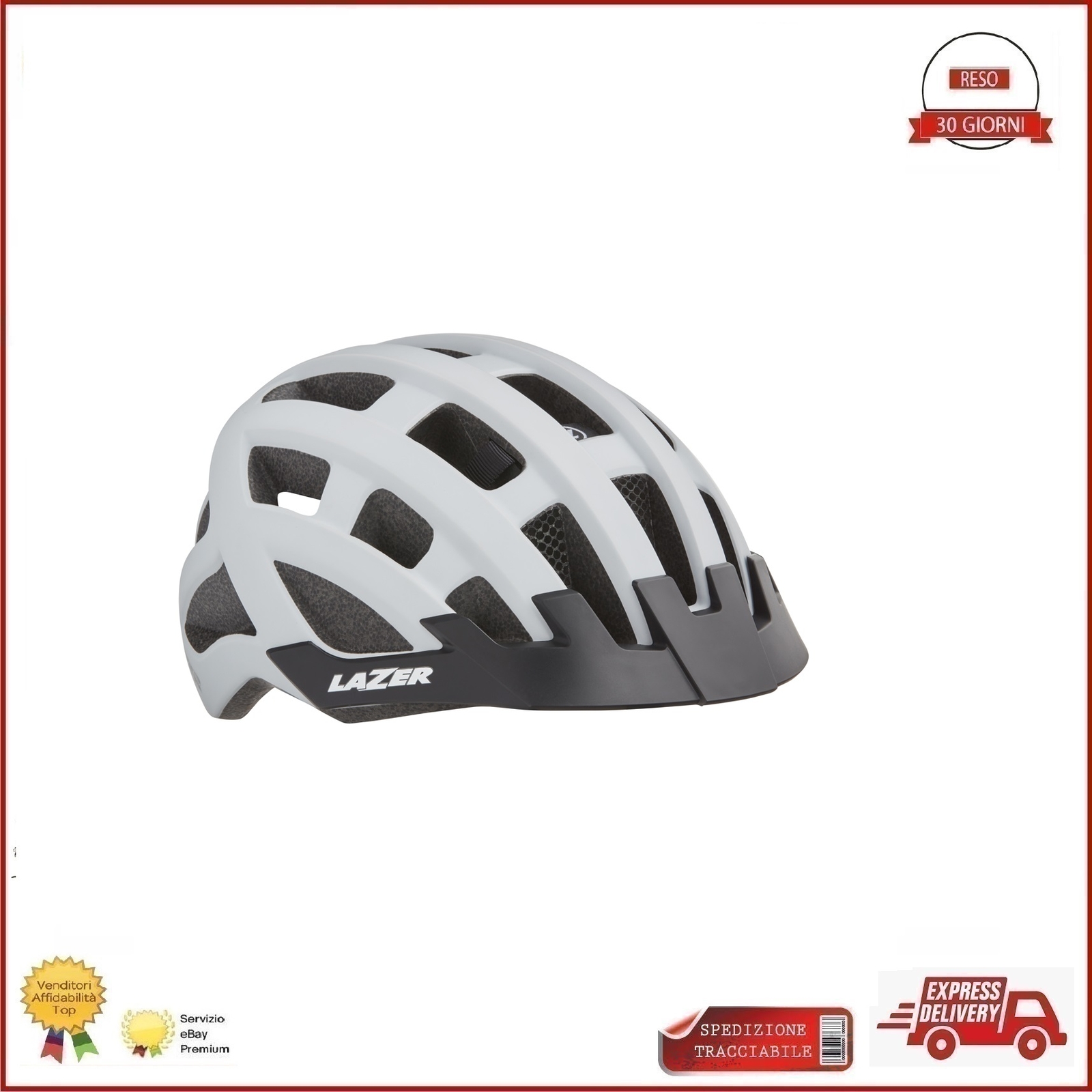 Casco Lazer Ciclismo Compact Dlx Matt White Bici E-bike Mtb Gravel Strada