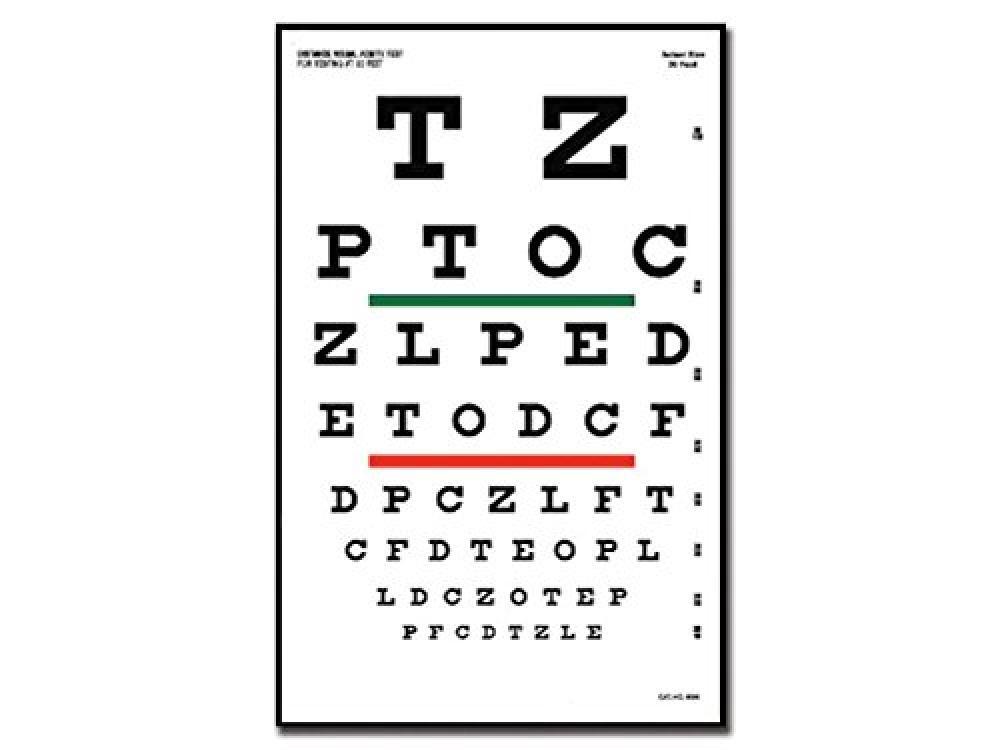 (TG. 23 x 35,5 cm) GIMA - Tavola Optometrica "Snellen", misre 23 x 35,5 cm Dista