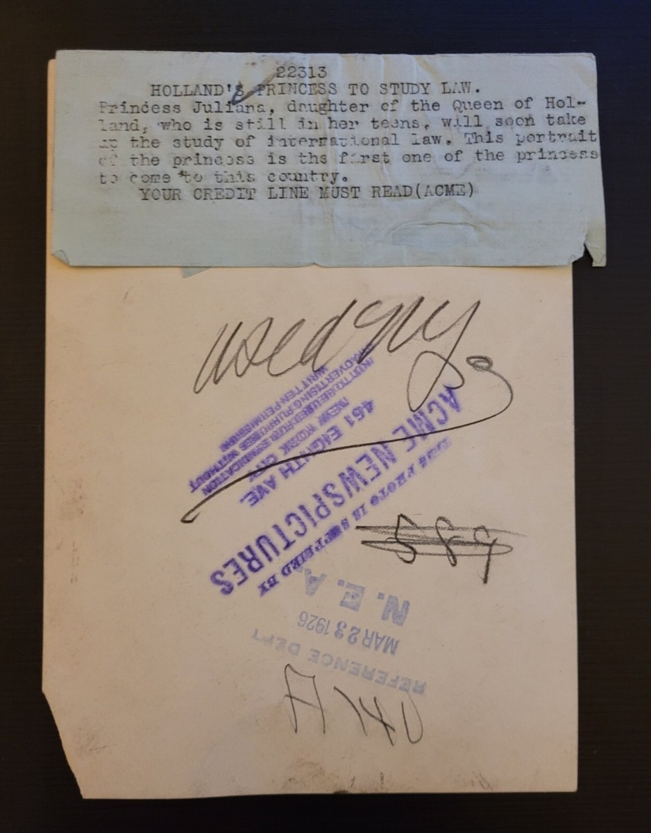 PRINCESS JULIANA VINTAGE ORIGINAL PHOTO HOLLAND 1926 YOUNG