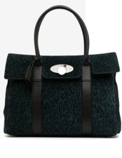 Brand New Mulberry Bayswater Bag Large (green/black Leopard Suede Leather)