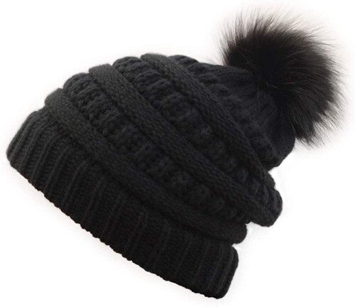 Chapeau En Fourrure De Chinchilla Véritable Et Cuir Noir - Taille 21-23 Pouces, Neuf