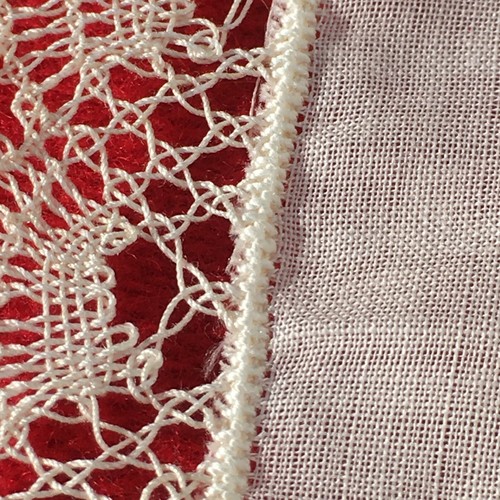 FRENCH 1920s WOMEN COTTON HANDKERCHIEF~ HAND CROCHETED LACE TRIMS ~ UNUSED & TAG - Picture 5 of 5